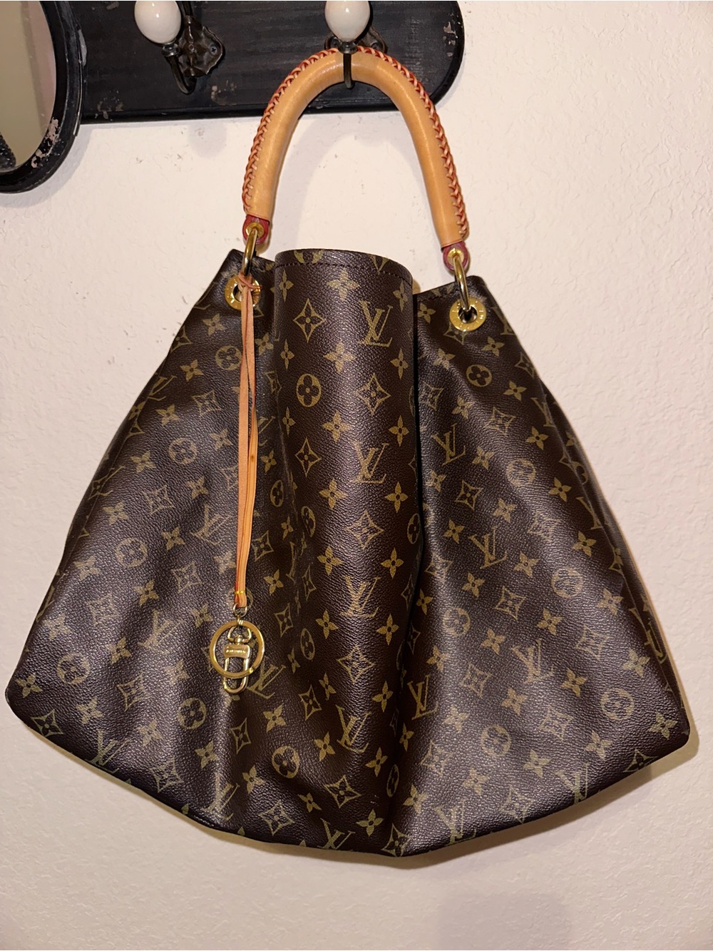 Louis Vuitton Monogram Shoulder Bag with Tan Handle